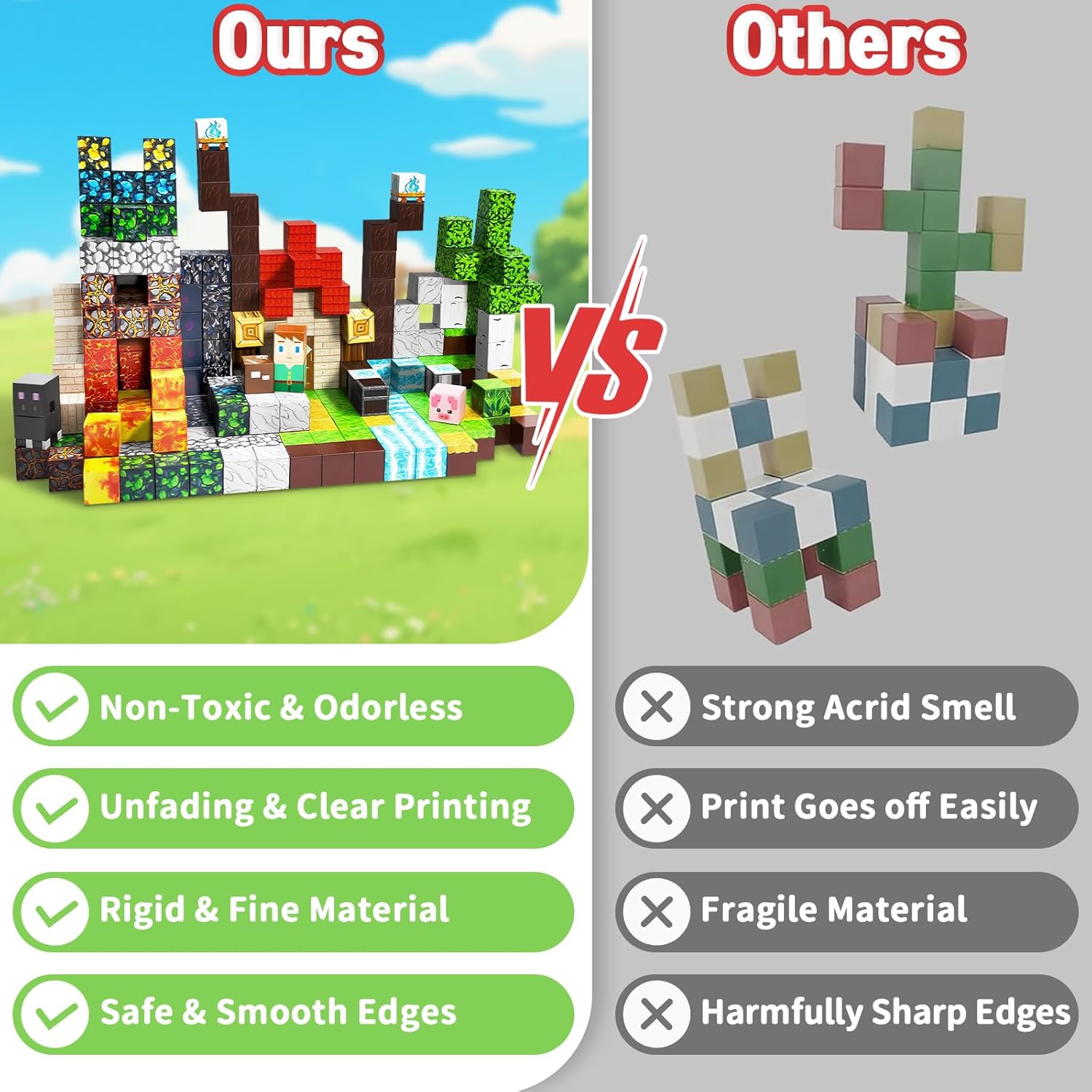 300PCS Magnetic Blocks for Kids, 0.8in Magnetic Building Block Toys for Boys Girls Age 3 4 5 6 7 8 9 10 Magnet Cubes Game Magnetic Tiles STEM Toys Christmas Birthday Gifts for Kids Toddlers